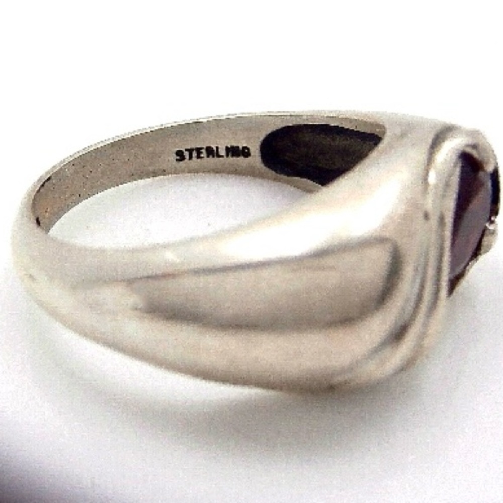 Vintage KABANA Garnet Ring - 2 Ct Teardrop Stone Set in Sterling Silver Sz 8 EUC - Picture 5 of 12